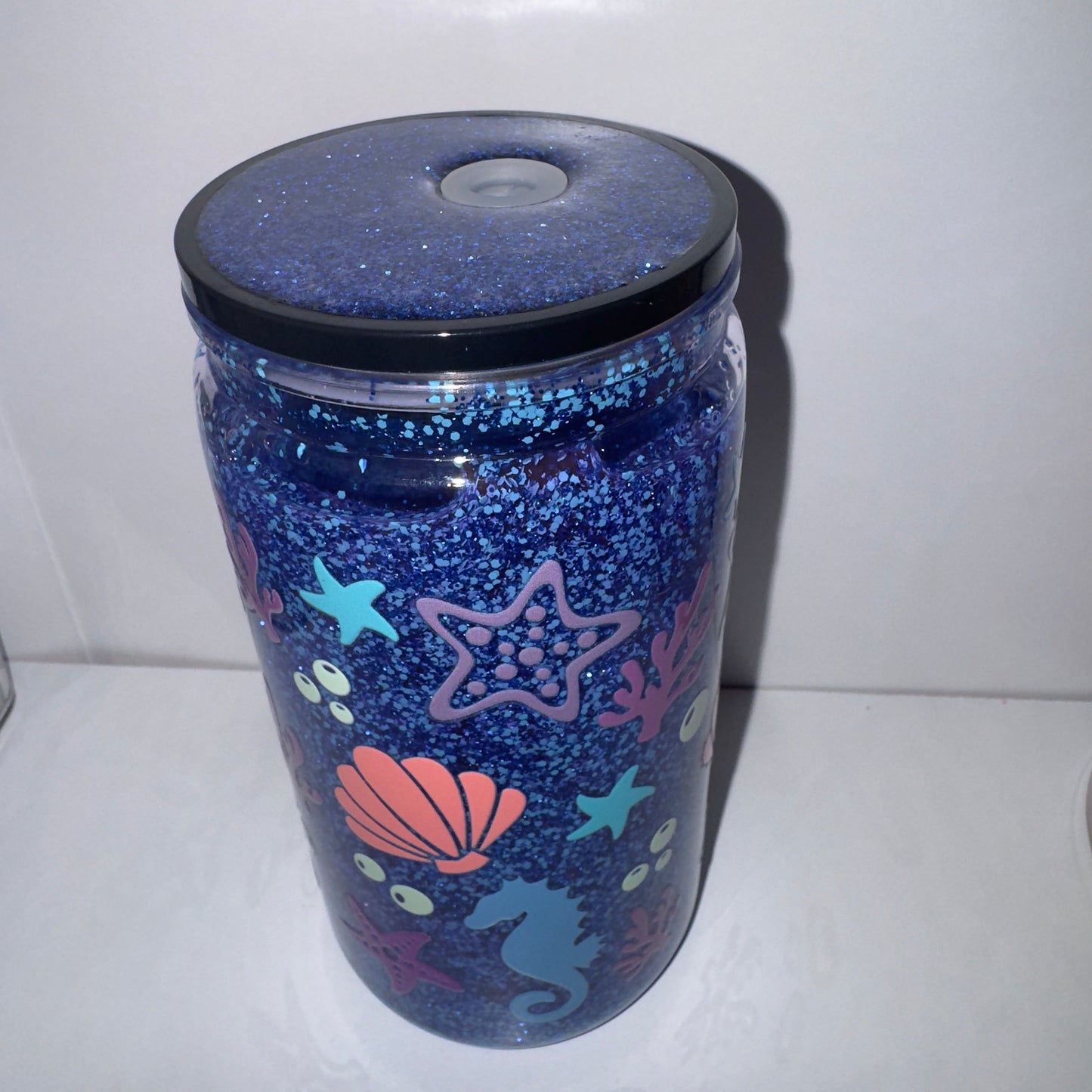 Blue Glitter Sea Designs 16oz Acrylic