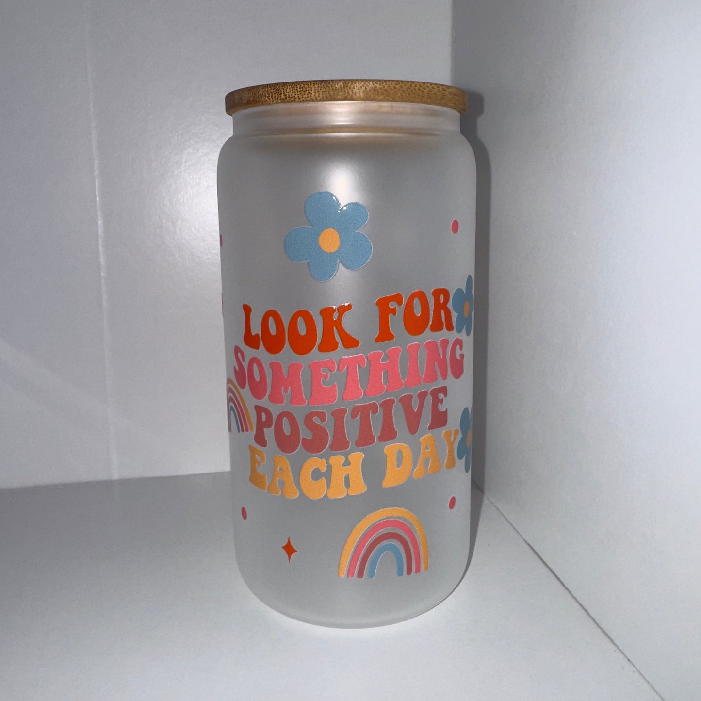 Frosted Something Positive 16oz Glass