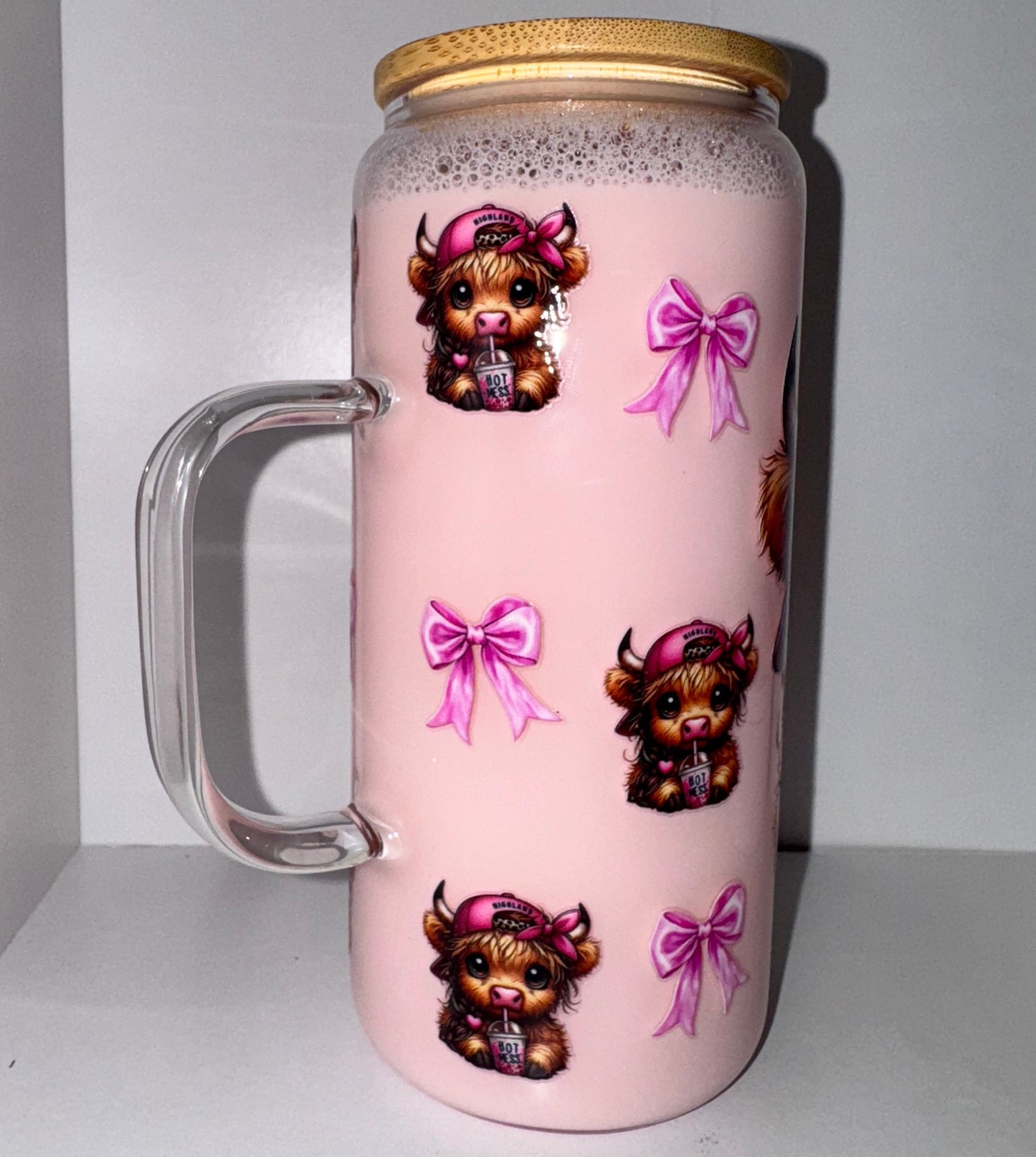 20oz Glass Strawberry Milk Highland