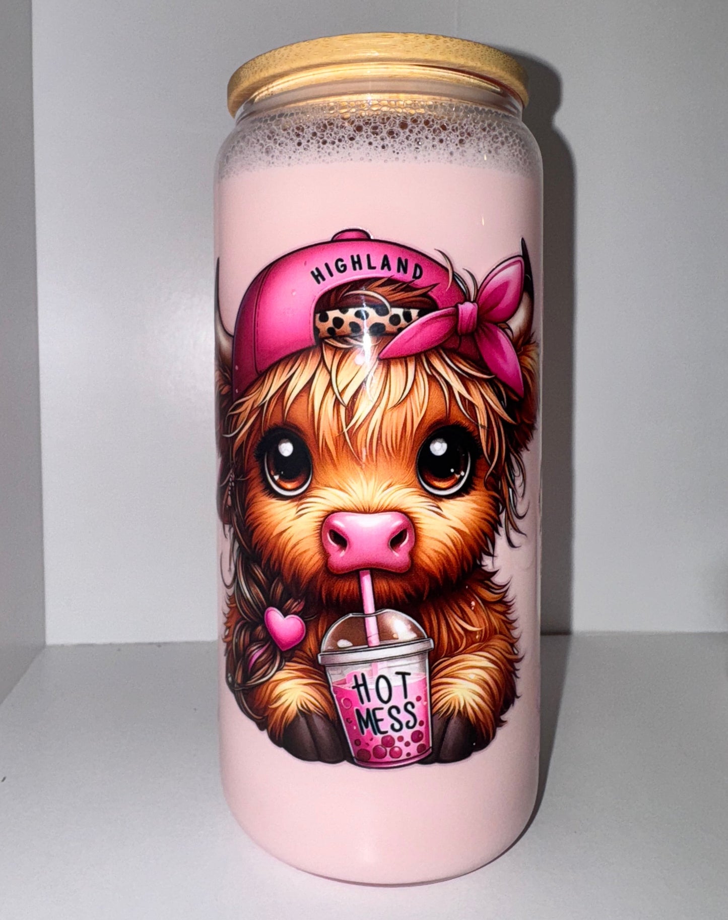 20oz Glass Strawberry Milk Highland