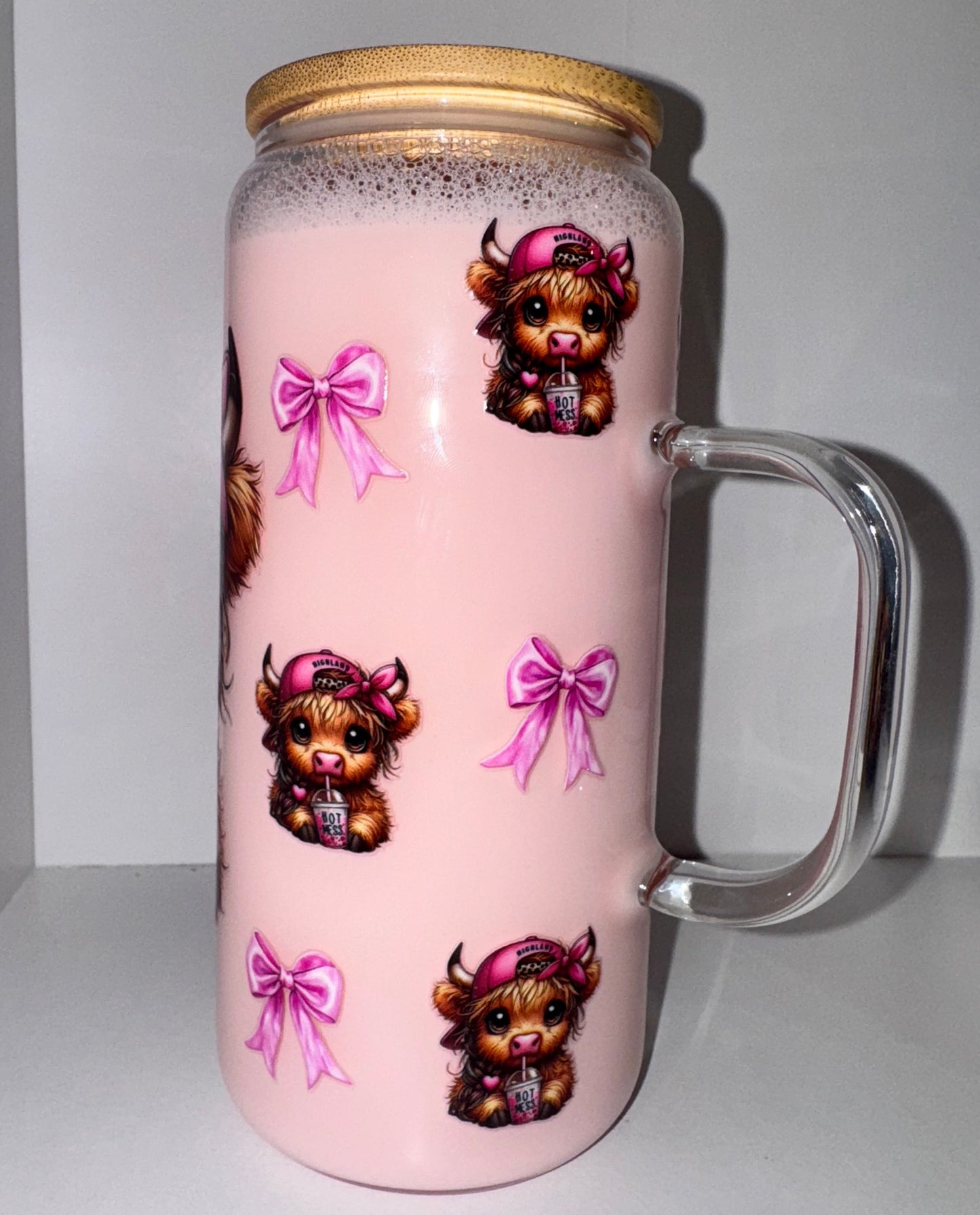 20oz Glass Strawberry Milk Highland