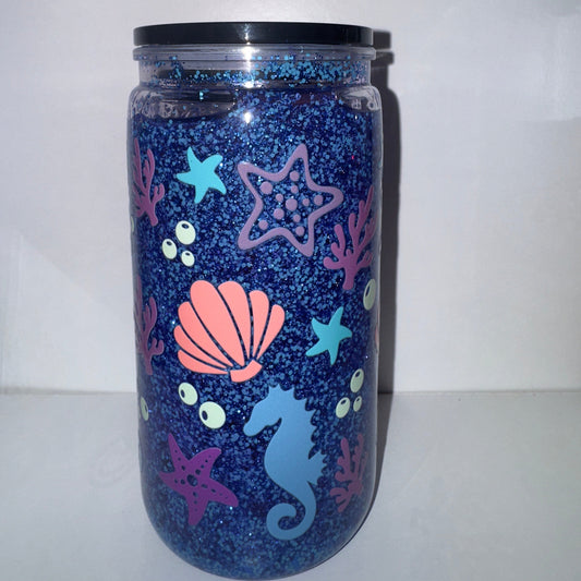 Blue Glitter Sea Designs 16oz Acrylic
