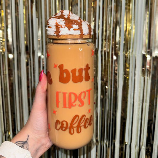 Coffee Cup W/ Whip Lid 20oz Glass