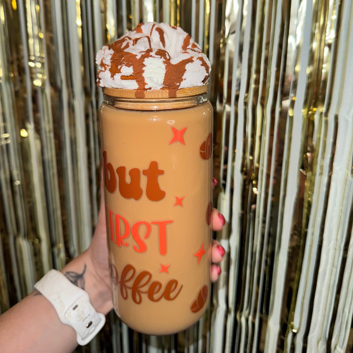 Coffee Cup W/ Whip Lid 20oz Glass