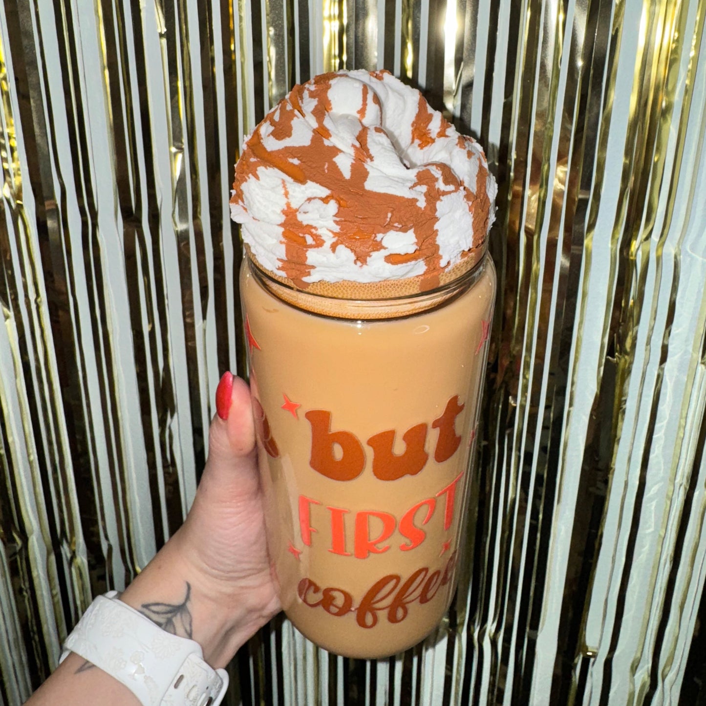 Coffee Cup W/ Whip Lid 20oz Glass